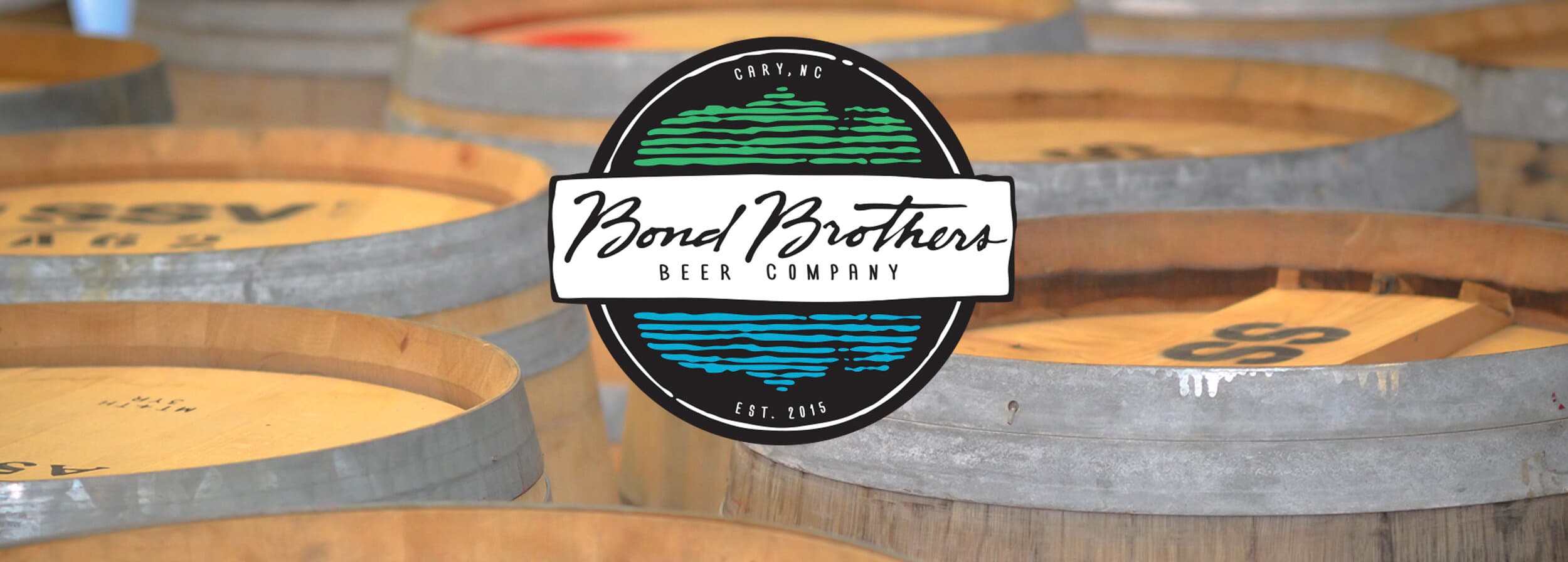Wooden beer barrels in Bond Brothers’ first-party brewery photograph